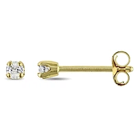 Miabella 1/10 Carat T.W. Diamond 14K Yellow Gold Solitaire Stud Earrings