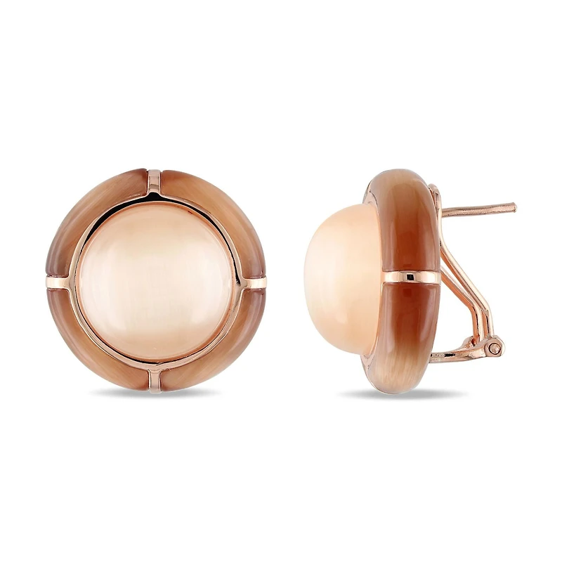 Boucles d'oreille Tangelo avec pierres œil de chat simulés en argent sterling plaqué rosé