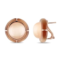 Boucles d'oreille Tangelo avec pierres œil de chat simulés en argent sterling plaqué rosé