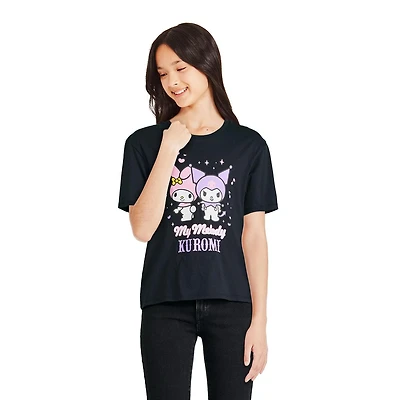 T-shirt à manches courtes Kuromi & My Melody pour filles