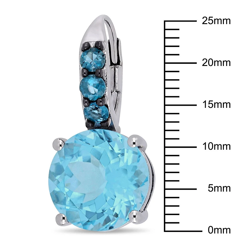 Boucles d'oreille Tangelo avec topazes bleues 15-1/4 CT PBT en argent sterling