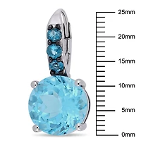 Boucles d'oreille Tangelo avec topazes bleues 15-1/4 CT PBT en argent sterling