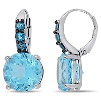 Boucles d'oreille Tangelo avec topazes bleues 15-1/4 CT PBT en argent sterling