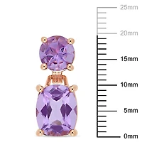 Boucles d'oreille Tangelo avec améthystes 8 CT PBT en argent sterling plaqué de rhodium rose