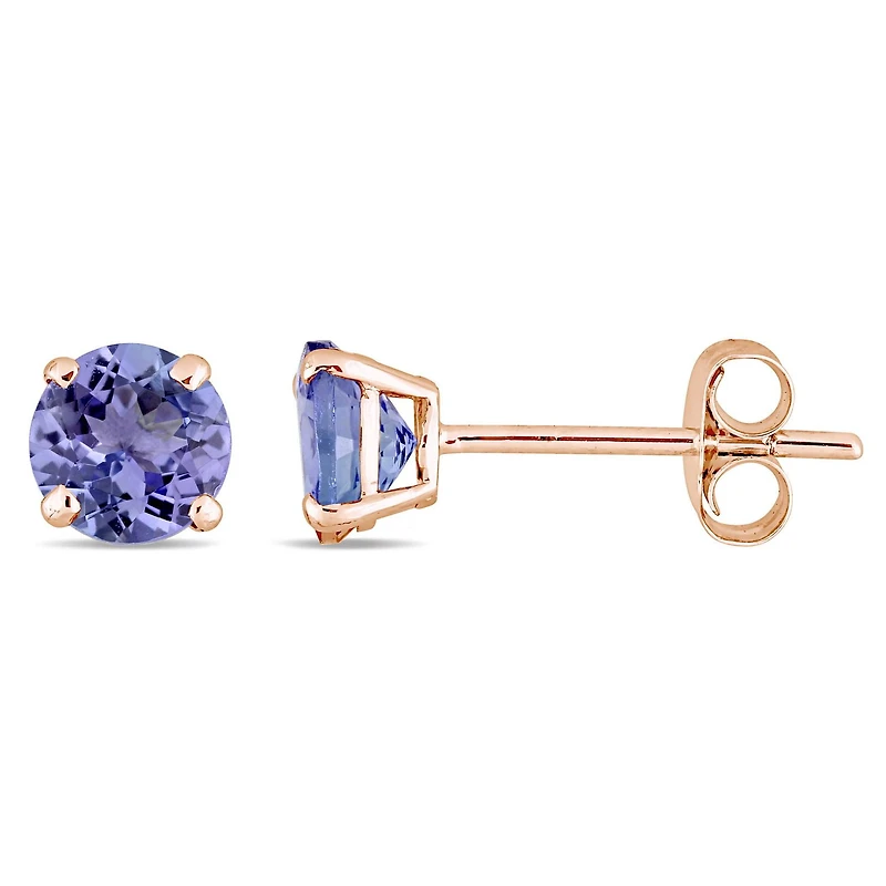 Tangelo 1-1/10 Carat T.G.W. Tanzanite 14K Rose Gold Stud Earrings