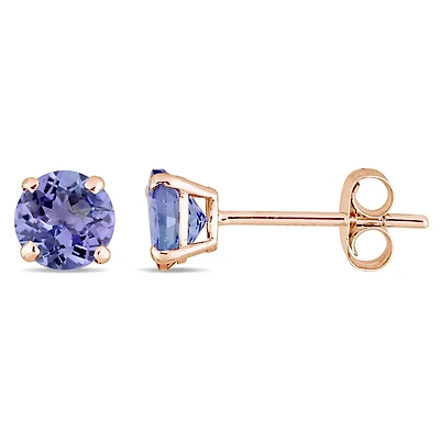 Tangelo 1-1/10 Carat T.G.W. Tanzanite 14K Rose Gold Stud Earrings