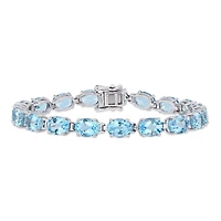 Tangelo 28-1/2 Carat T.G.W. Blue Topaz Sterling Silver LINK Bracelet, 7.25"
