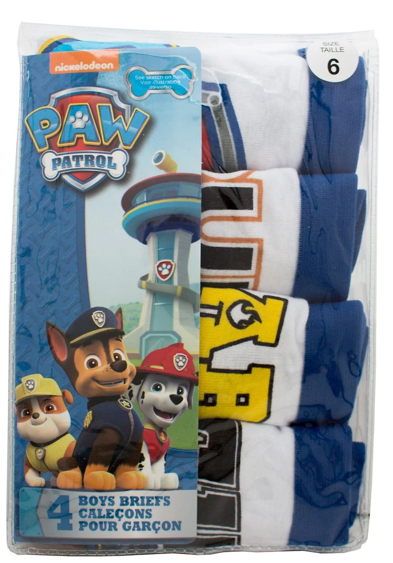 PAW Patrol Toddler Boys' 4-Pack Briefs, Sizes 2T-4T