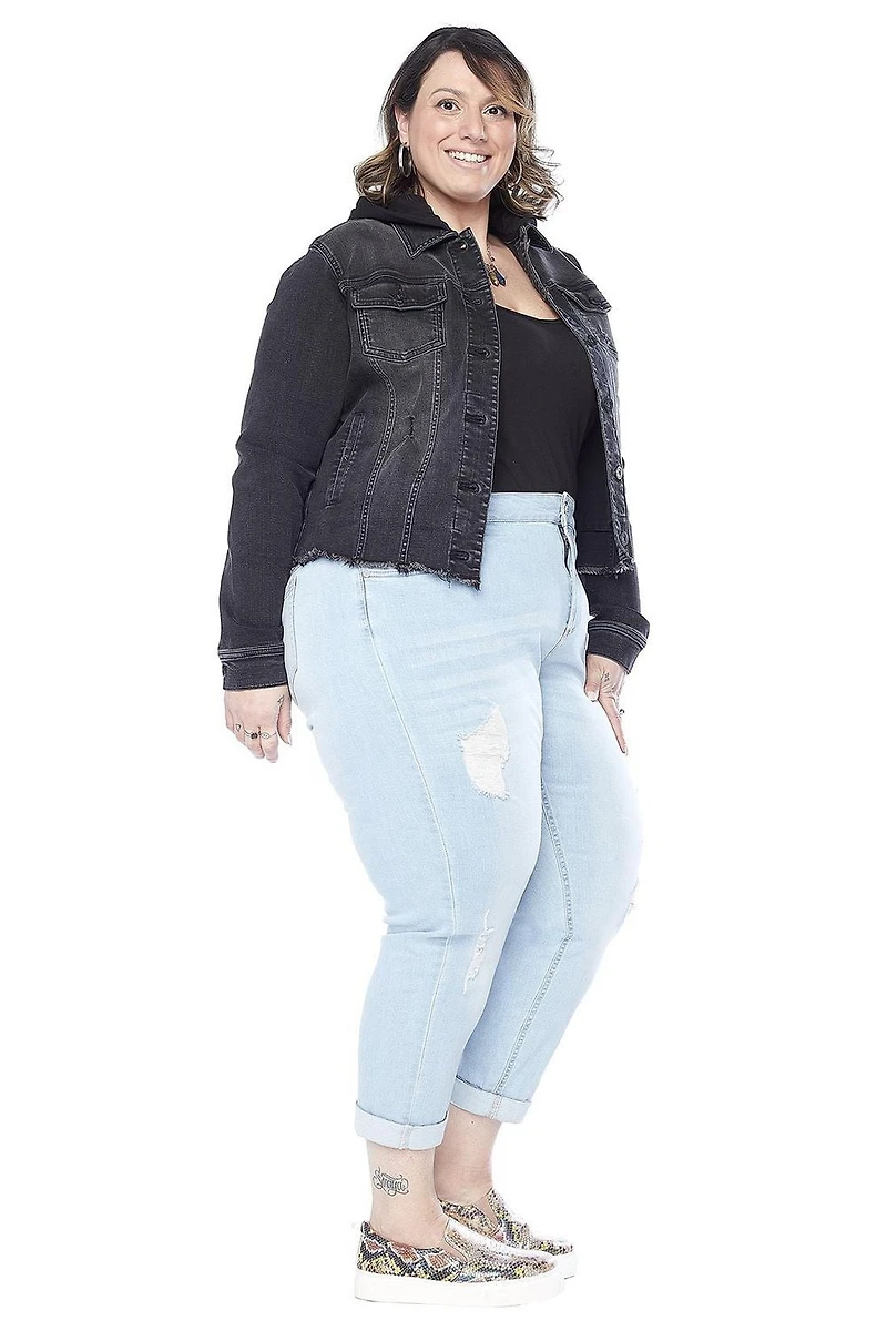 Frankie & Stella ™ Women's Plus Hooded Jacket - Black