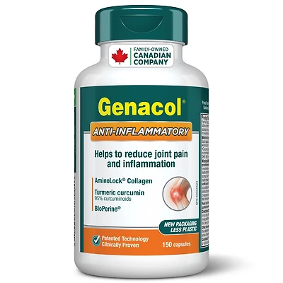 Genacol Anti-Inflammatoire – Curcumine de curcuma, BioPerine & Collagène AminoLock, Supplément pour articulations, 150 capsules (50 jours)
