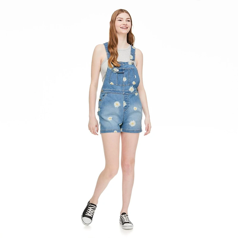 Short-salopette imprimée de style fonctionnel No Boundaries pour femmes