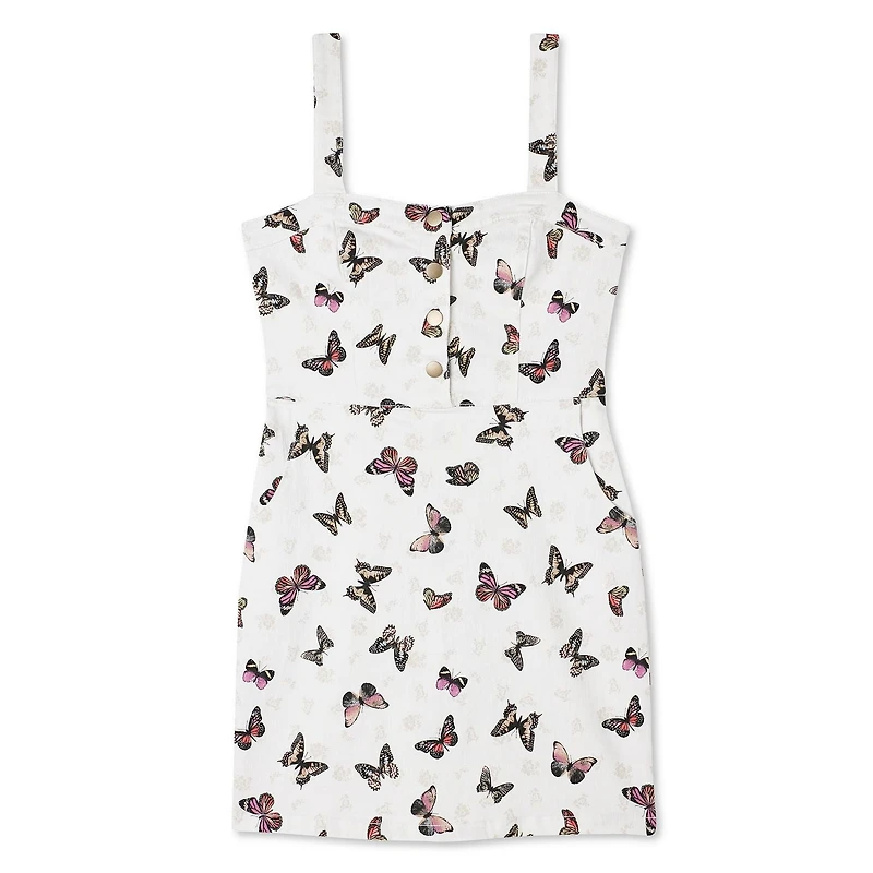 No Boundaries Women's Button-Front Pinafore Dress