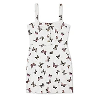 No Boundaries Women's Button-Front Pinafore Dress