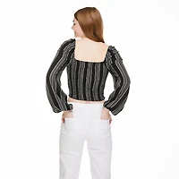 Haut avec smocks et manches de style poète No Boundaries pour femmes