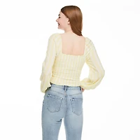 Haut avec smocks et manches de style poète No Boundaries pour femmes