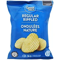Great Value Regular Rippled Potato Chips, 56 g