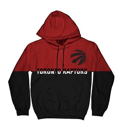 Men's NBA Toronto Raptors Basketball Colorblock Red and Black Pullover Hoodie