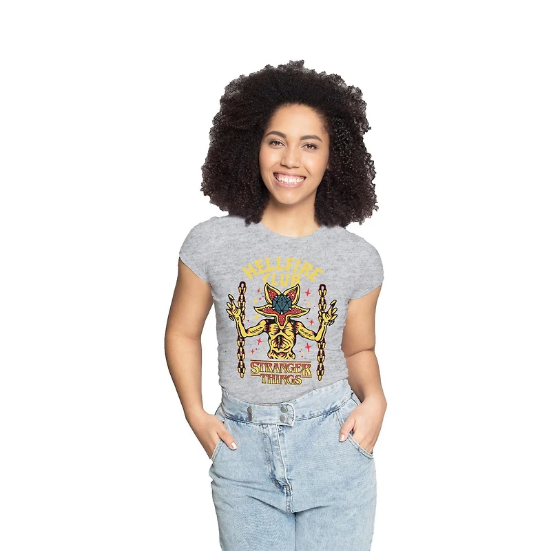 Stranger Things Ladies Hellfire Roll Short Sleeve T-Shirt, Sizes: XS-XL