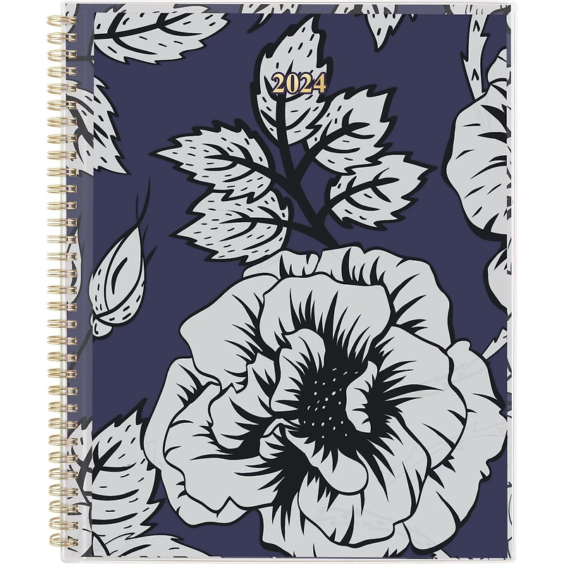 Grand Agenda Hebdomadaire/Mensuel 2024 Cyo Cambridge, Motif Floral Rétro