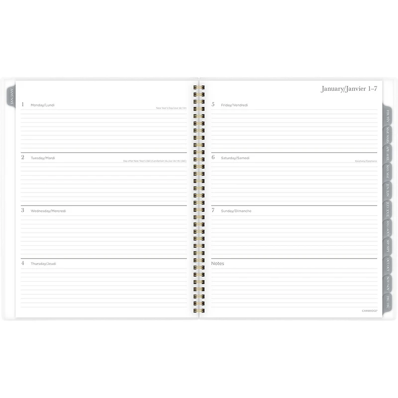 Grand Agenda Hebdomadaire/Mensuel 2024 Cyo Cambridge, Motif Floral Rétro