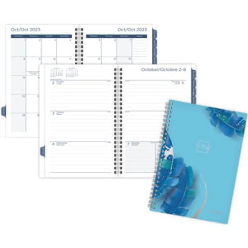 Mead Small Pastel Leaves Blue 2024 Weekly/Monthly Planner