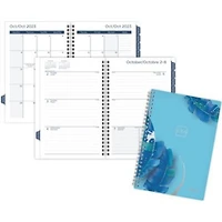 Mead Small Pastel Leaves Blue 2024 Weekly/Monthly Planner