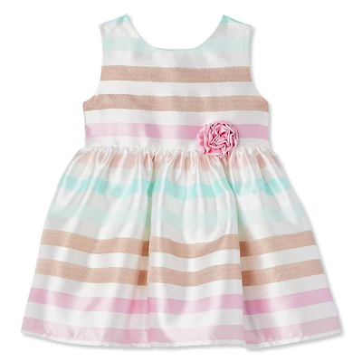 Robe en satin rayé George pour bébés filles