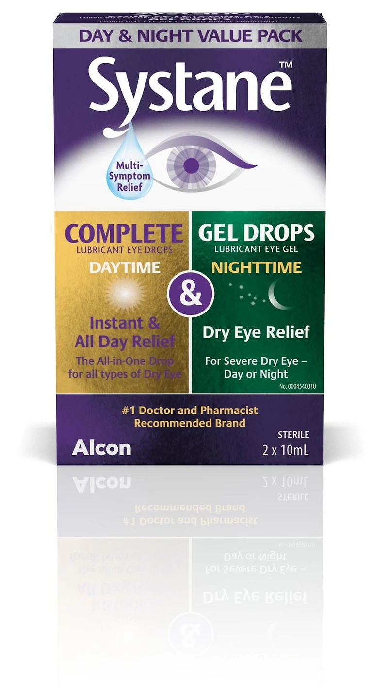 SYSTANE® Day & Night, Lubricant Eye Drops, Eye Drops For Dry Eyes, 2 x 10 mL
