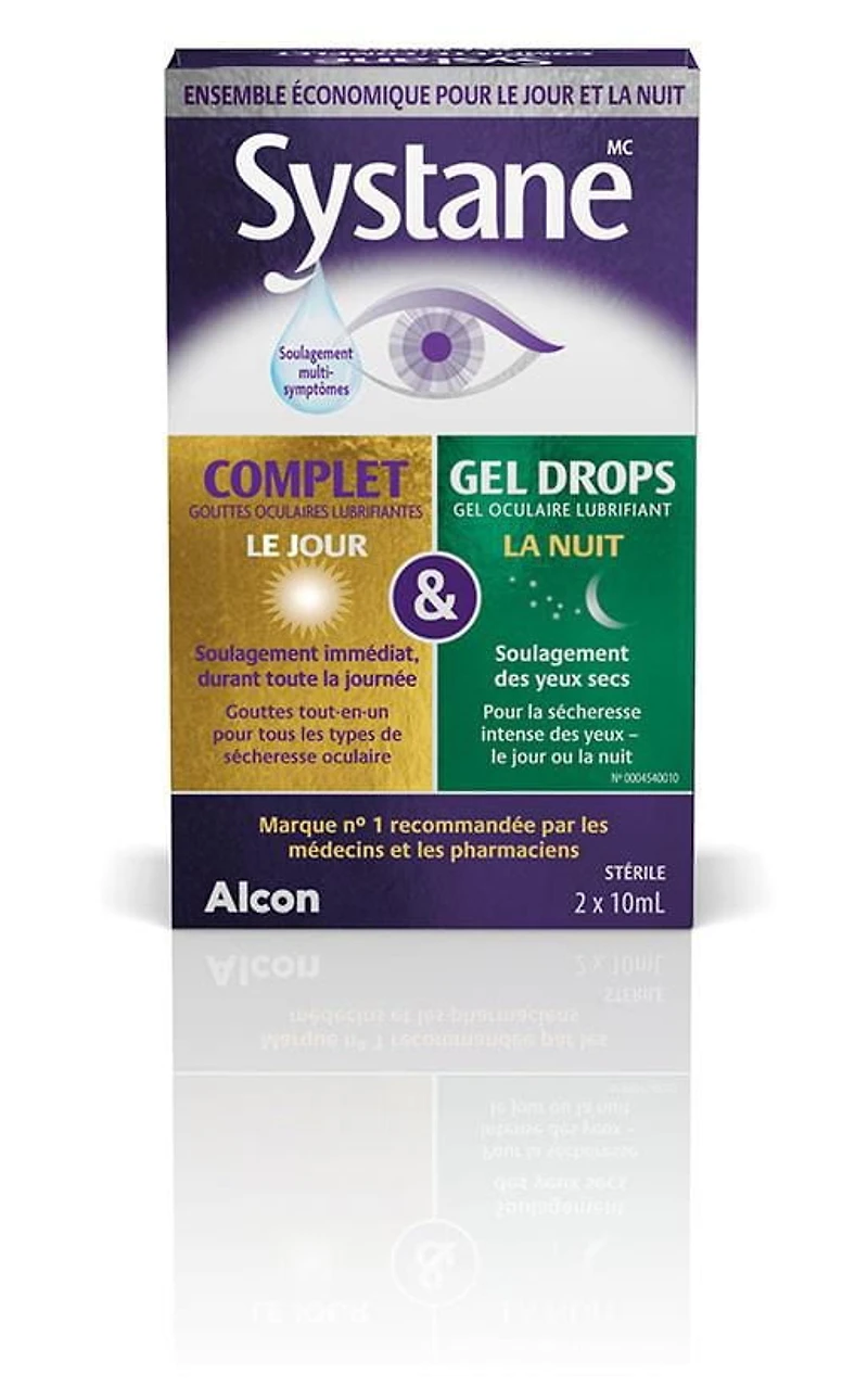 SYSTANE® Day & Night, Lubricant Eye Drops, Eye Drops For Dry Eyes, 2 x 10 mL
