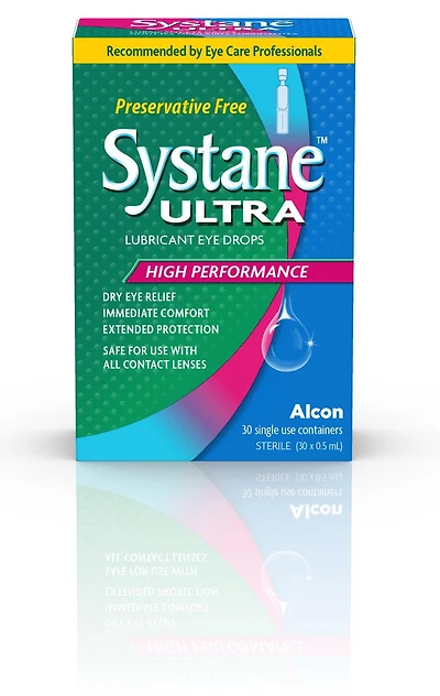 Gouttes oculaires lubrifiantes SYSTANE(MD) Ultra, gouttes oculaires haute performance sans agent de conservation 30 x 0,5 ml