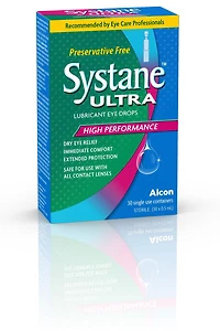 Gouttes oculaires lubrifiantes SYSTANE(MD) Ultra, gouttes oculaires haute performance sans agent de conservation 30 x 0,5 ml