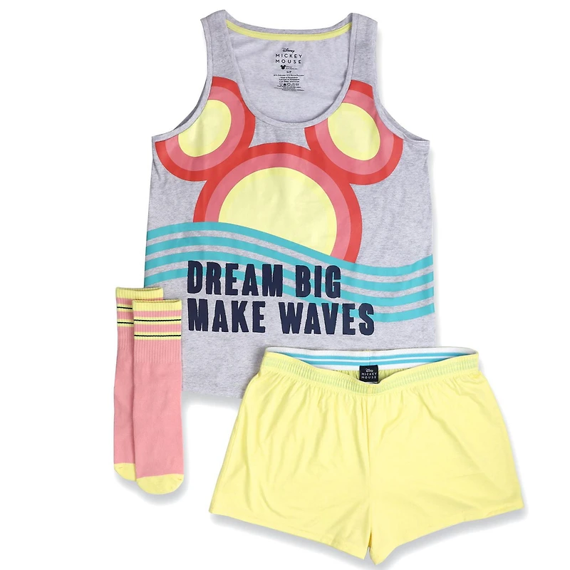 Ensemble de pyjama Disney Mickey 3 pièces avec chaussettes pour femme