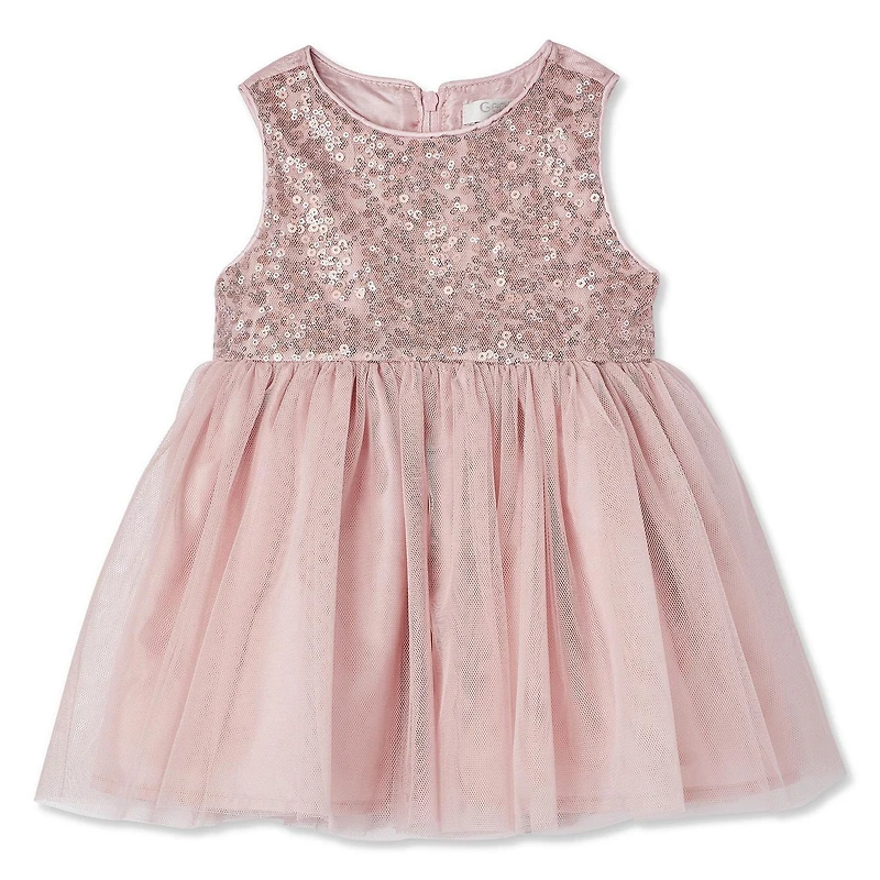 George Baby Girls' Sequin Bodice Dress with Mesh Skirt