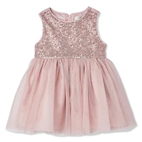 George Baby Girls' Sequin Bodice Dress with Mesh Skirt