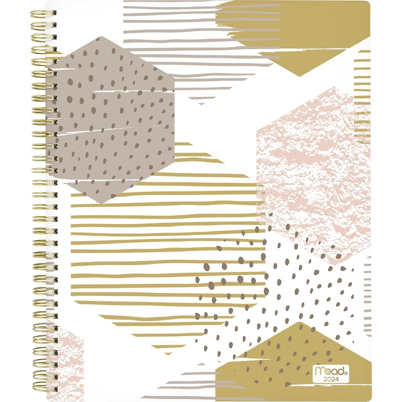 Grand Agenda Hebdomadaire/Mensuel 2024 À Couverture Rigide Mead, Hexagone Géo Graphique