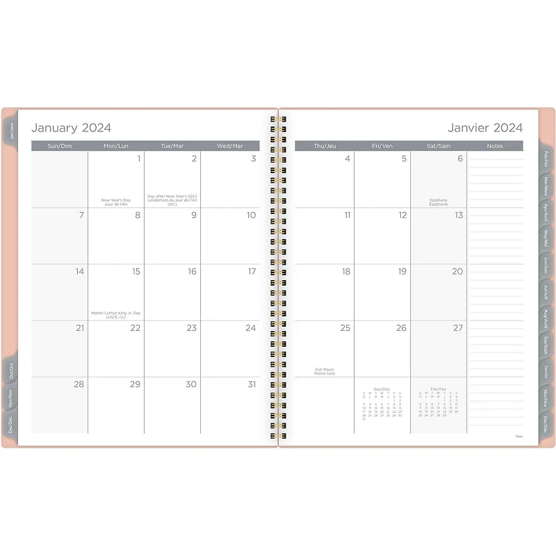 Grand Agenda Hebdomadaire/Mensuel 2024 À Couverture Rigide Mead, Hexagone Géo Graphique