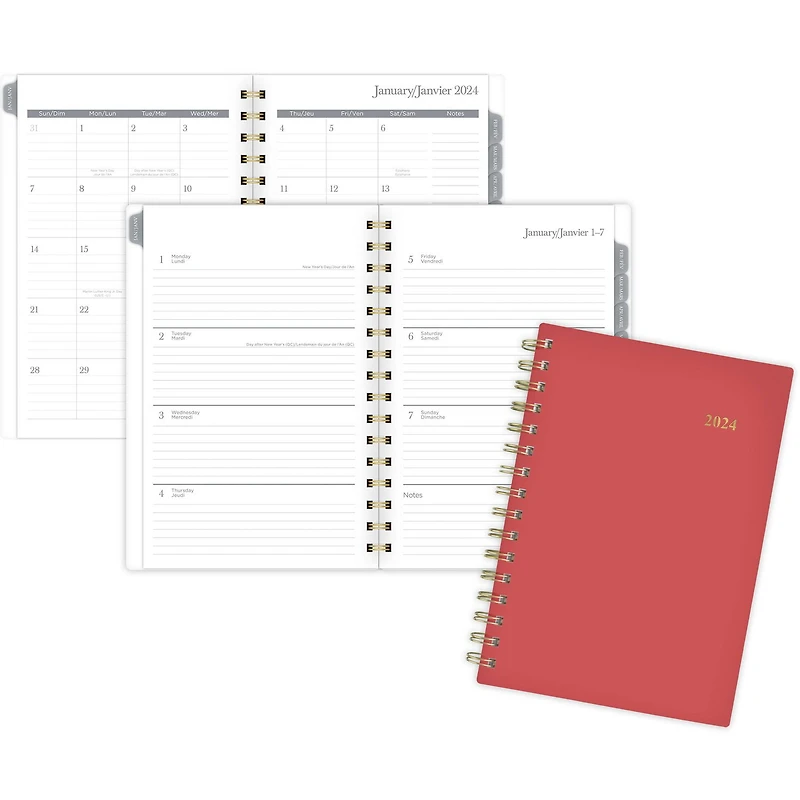 Petit Agenda Hebdomadaire/Mensuel 2024 Cambridge, Coraux