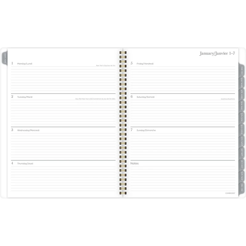 Grand Agenda Hebdomadaire/Mensuel 2024 Cambridge, Coraux