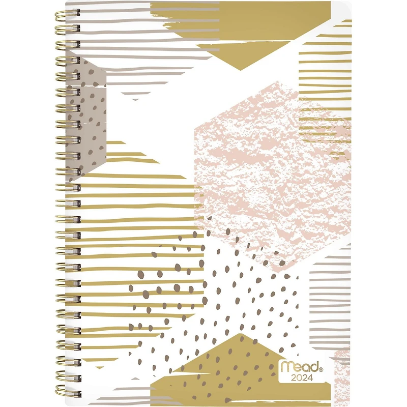 Petit Agenda Hebdomadaire/Mensuel 2024 À Couverture Rigide Mead, Hexagone Géo Graphique Agenda hebdomadaire