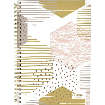 Petit Agenda Hebdomadaire/Mensuel 2024 À Couverture Rigide Mead, Hexagone Géo Graphique Agenda hebdomadaire