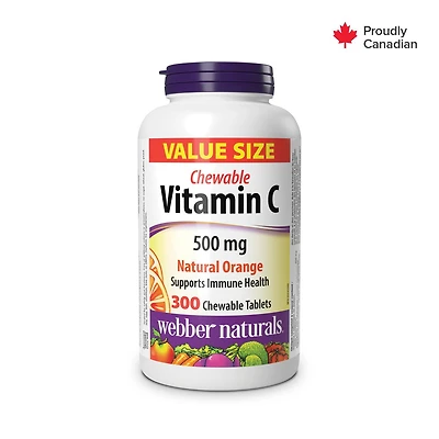 Webber Naturals®, Vitamine C à croquer, Orange naturelle, 500 mg 300 comprimés à croquer