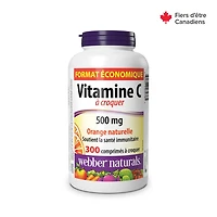 Webber Naturals®, Vitamine C à croquer, Orange naturelle, 500 mg 300 comprimés à croquer