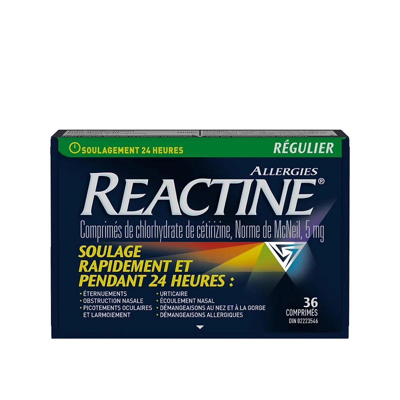Reactine Regular Strength Antihistamine Tablets - 5mg Cetirizine Hydrochloride - 24 Hour Allergy Relief Medicine