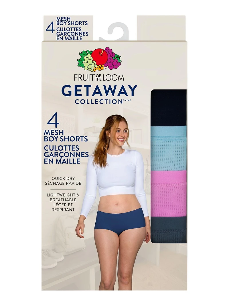 Ladies Getaway Boyshort, Assorted, Pack of 4