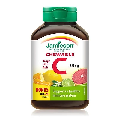 Jamieson comprimés à croquer vitamine C, 500 mg, agrumes, 120 comprimés
