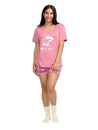 Peanuts Ladies V-Neck & Short Pajama Set