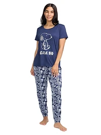 Ensemble de pyjama pour femmes Peanuts avec manches courtes et pantalon jogger - exclusivité en ligne