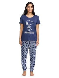 Ensemble de pyjama pour femmes Peanuts avec manches courtes et pantalon jogger - exclusivité en ligne