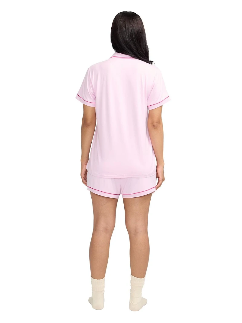 Ensemble de pyjama pour femmes Peanuts avec col cranté et short - exclusivité en ligne