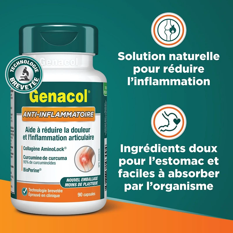 Genacol Anti-Inflammatory – Turmeric Curcumin, BioPerine & AminoLock Collagen, Joint Supplement, 90 Capsules (30-Day Supply)